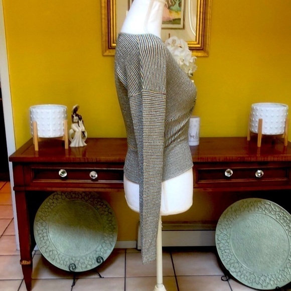 Ramy Brook Multicolored Ribbed All Over Metallic Design Long Sleeve Blouse XS - Picture 9 of 16